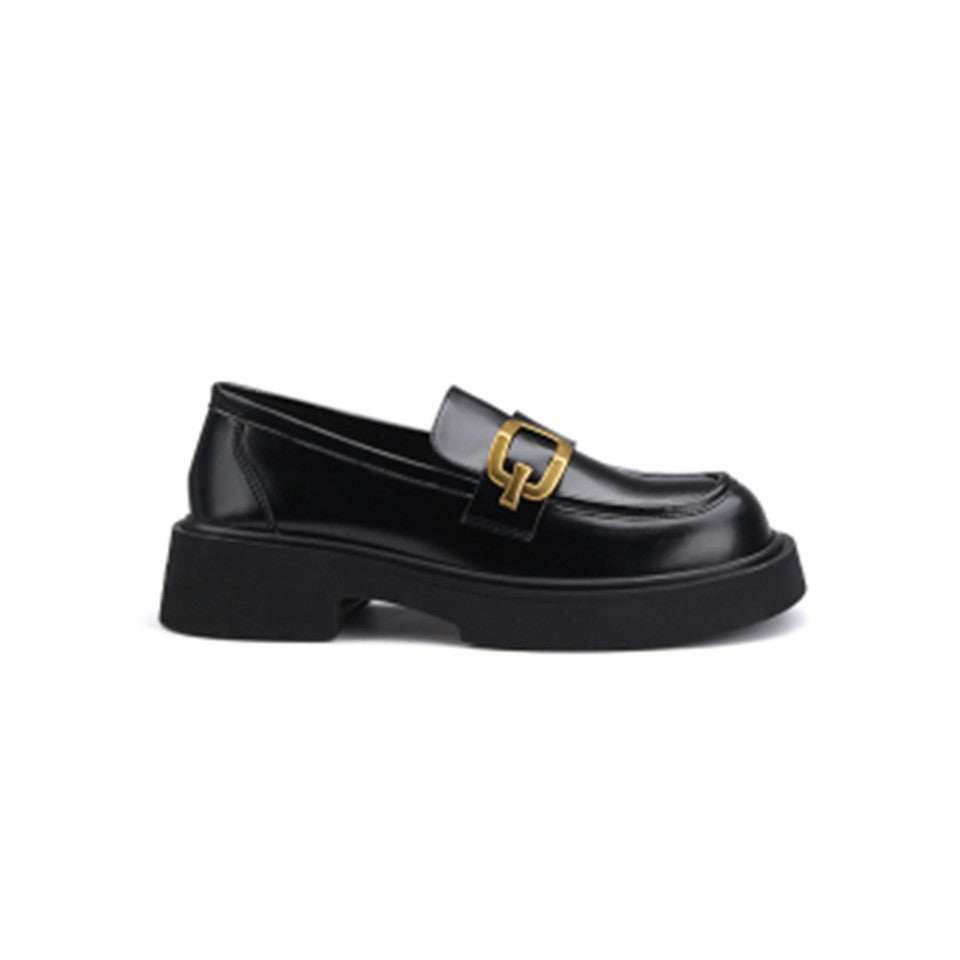 Women's Grape Mom British Strap Square Buckle Loafers
