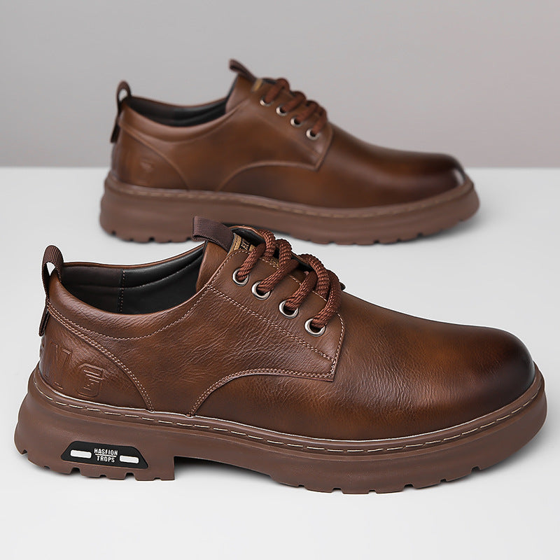 Men's Autumn Manual Stitching Business Retro Big Leather Shoes