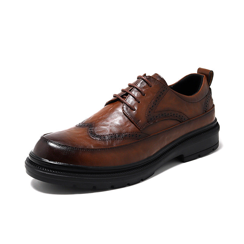 Men's Brown Formal Business British Wedding Leather Shoes