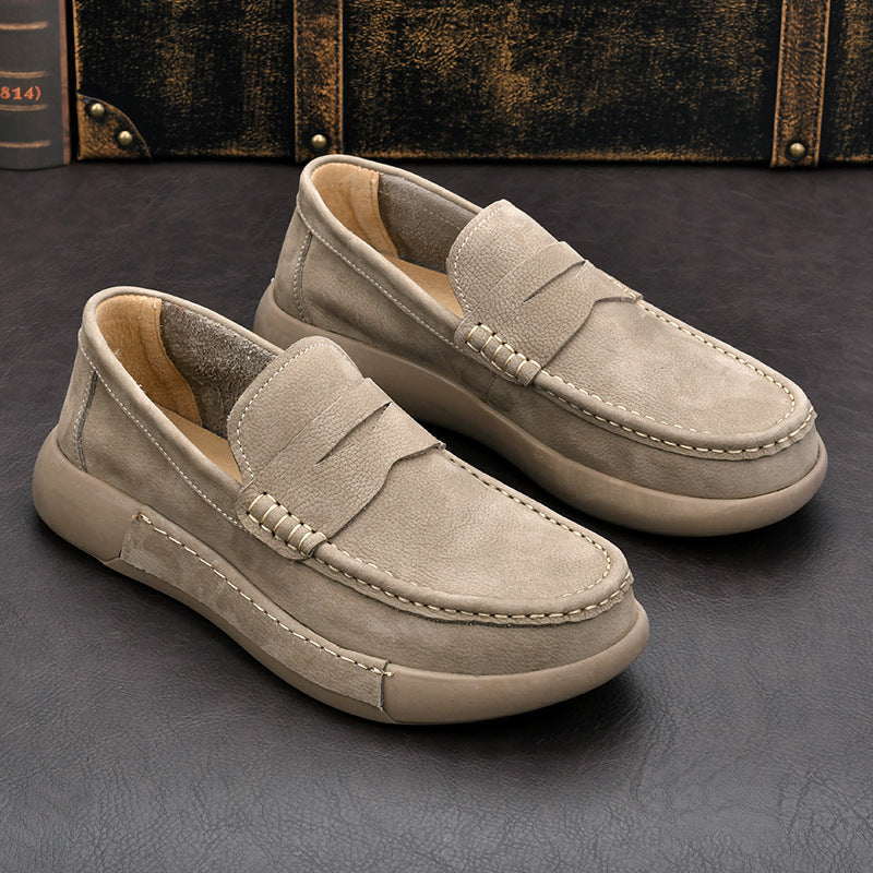 Men's Breathable Comfortable Lazy First Layer Cowhide Leather Shoes