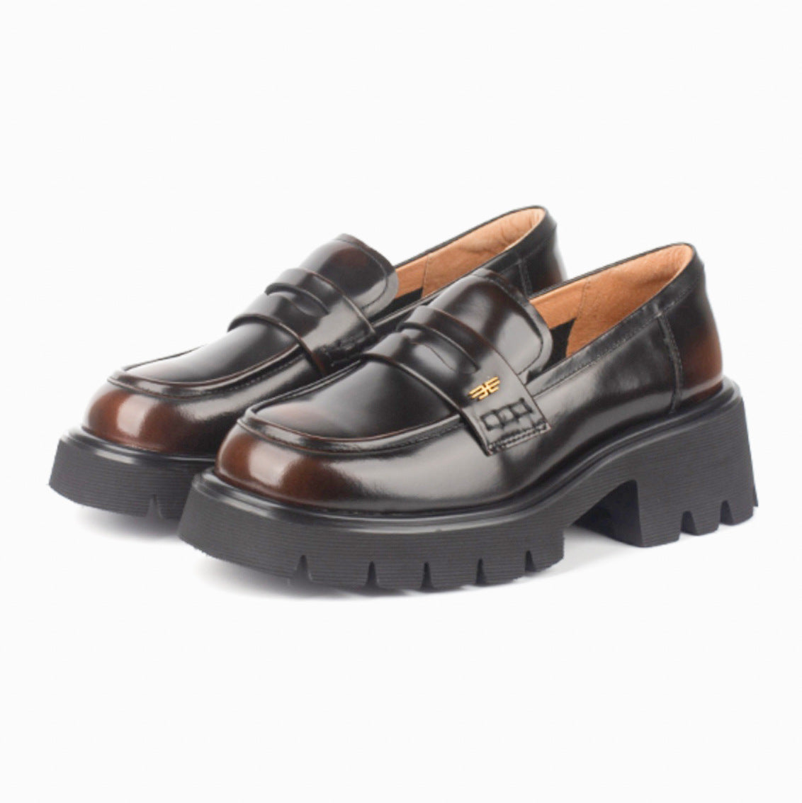 Women's Source British Style Uniform Height Increasing Loafers