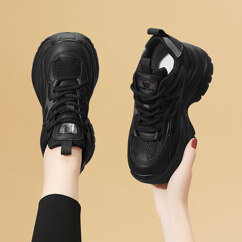 Women's Clunky Fashionable Platform Soft Running Black Women's Sports Shoes