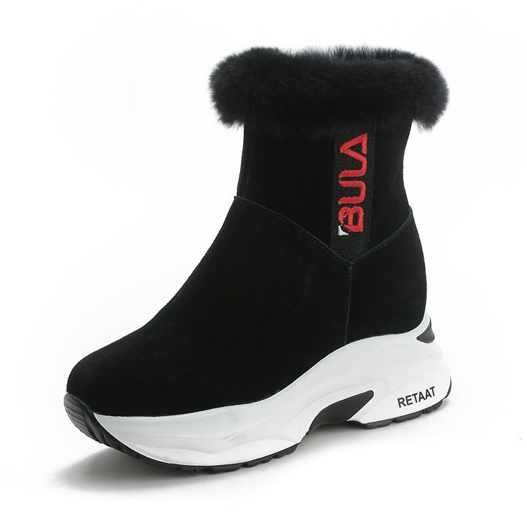 Women's Wedge Plus Veet Cotton Height Increasing Snow Boots