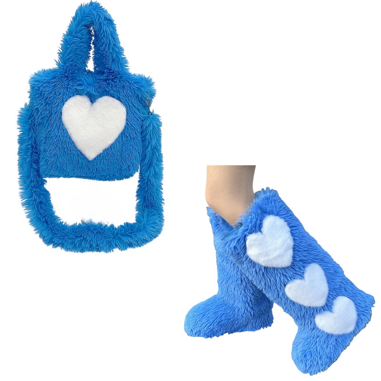 Women's Sweet Cool Style Imitation Fur Furry Tote Bag Snow Boots