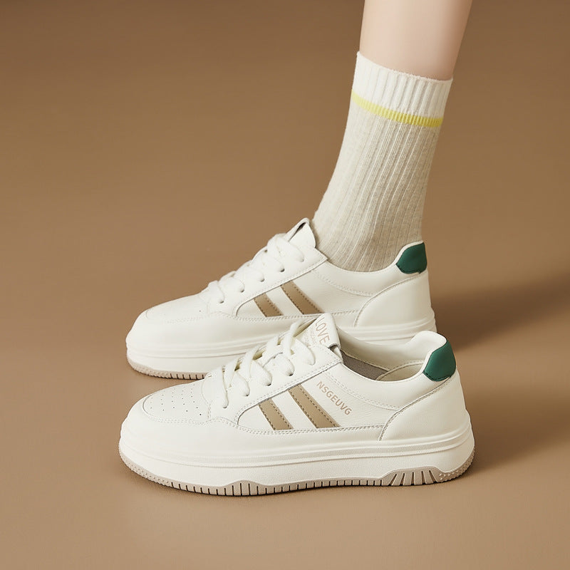 Women's White Autumn Fashion Platform Soft Bottom Sneakers