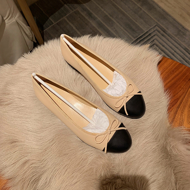 Women's Grape Mom Bow Style Spring Sweet Round Toe Shallow Women's Shoes
