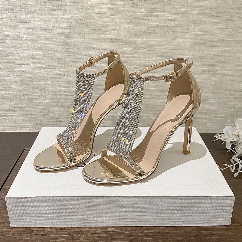 Women's Summer Rhinestones Strap High Design Sense Heels