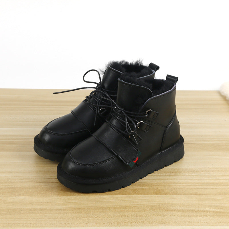 Women's Genuine Wool Winter Sheepskin Fur Cotton Boots
