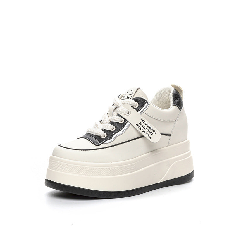 Women's White Slimming Height Increasing Insole Small Muffin Platform Women's Casual Shoes