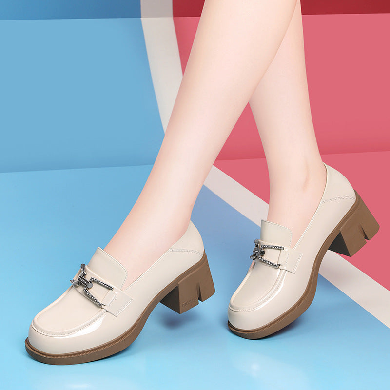 Women's Soft Patent Spring British Style Slip-on Loafers