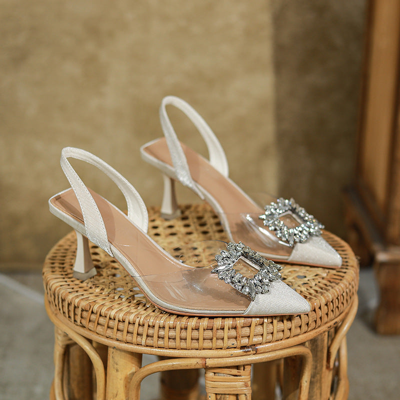 Women's High Niche Design Transparent Closed Toe Heels