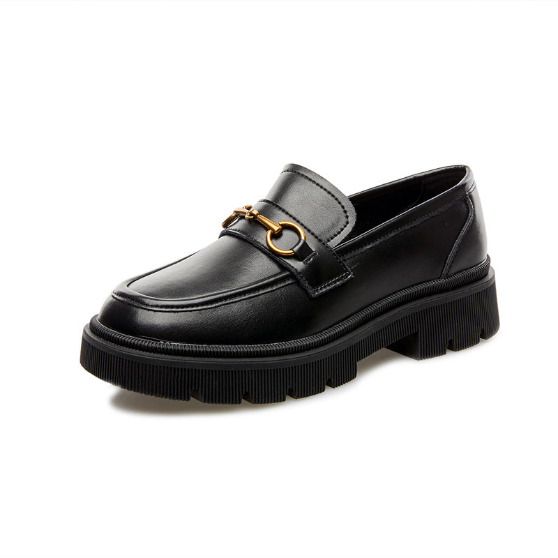 Women's Genuine Platform Spring Stylish British Style Leather Shoes