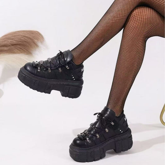Women's Chic Black Dad Platform Heavy Metal Slippers