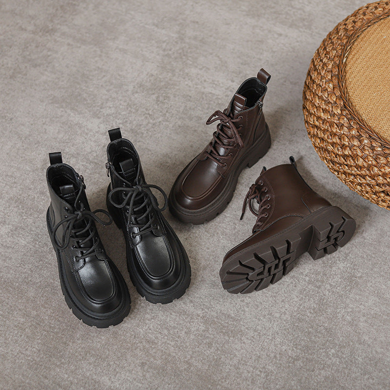 Women's Authentic British Style Black Martin Thick Boots