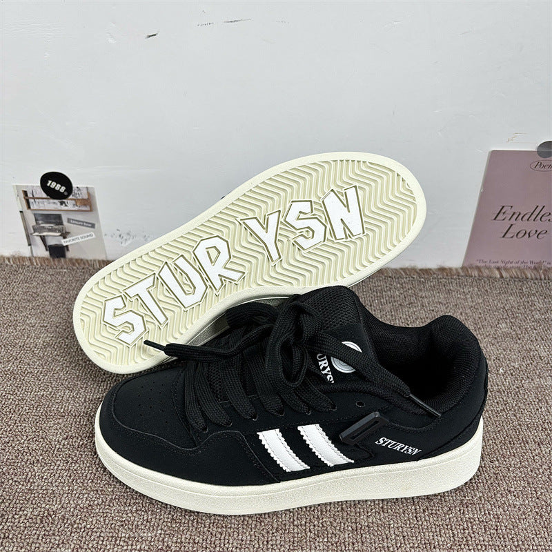 Women's & Men's Niche Retro Matte Black Bread Super Popular Korean Sneakers