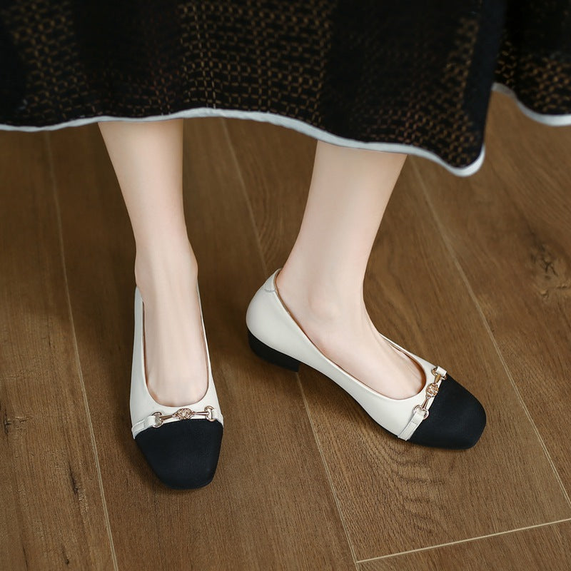 Women's Classic Style Chunky Slip-on Square Toe Casual Shoes