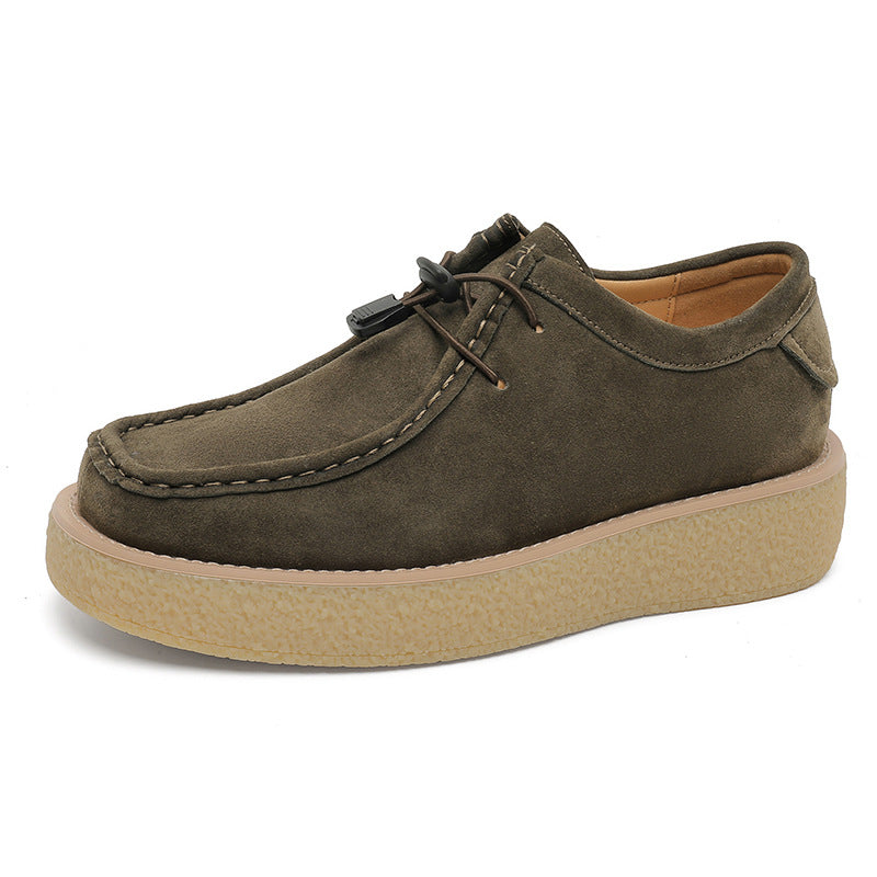 Leisure Tooling Square Toe Platform Fashion Leather Shoes