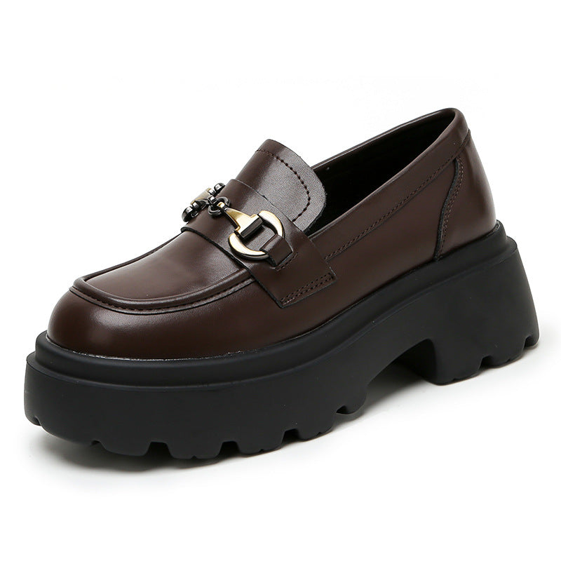 Women's Platform British One Pedal Height Increasing Loafers