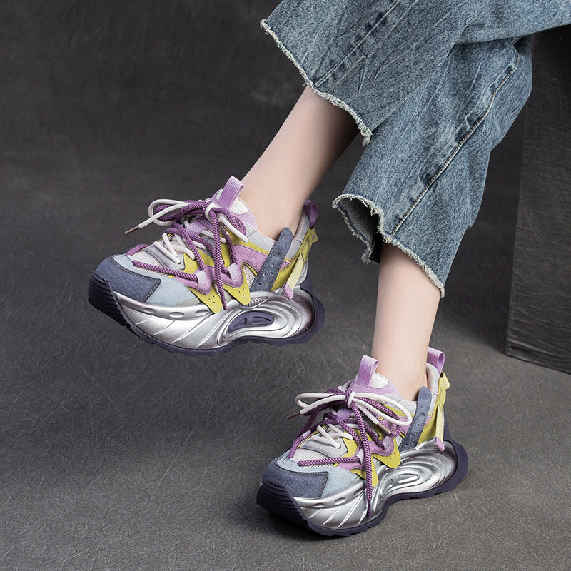 Women's Candy Color Small Heightened Daddy Contrast Casual Shoes