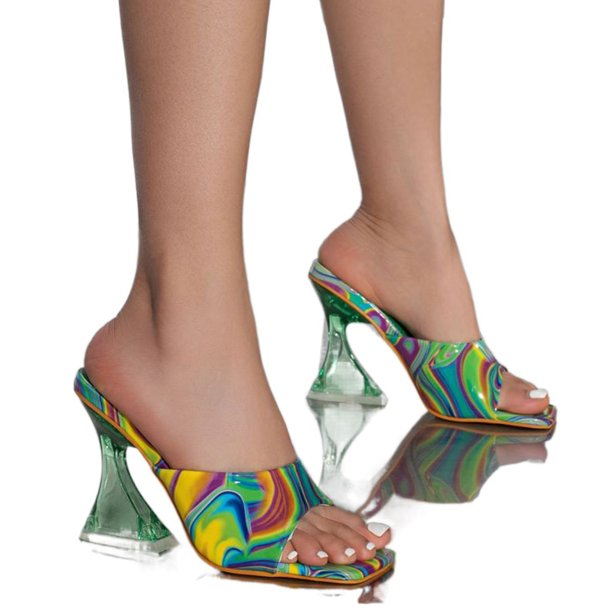 Colorful Opposite Sex Chunky High Sexy Bar Heels