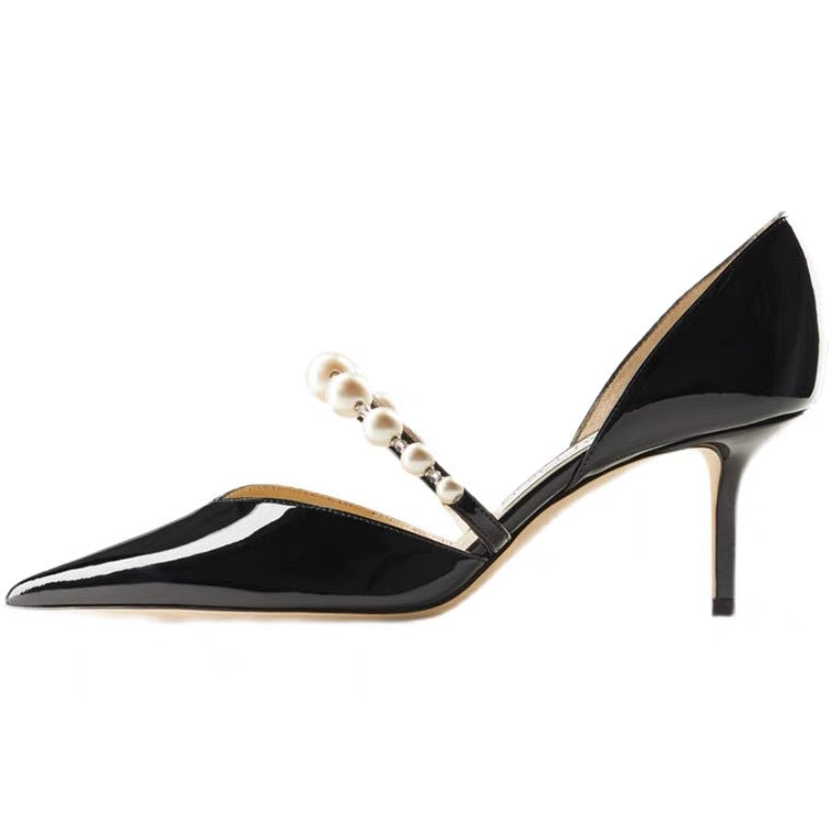 Women's Mouth Hollow Word With Pearl Chain Heels