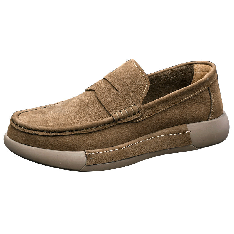 Men's Breathable Comfortable Lazy First Layer Cowhide Leather Shoes