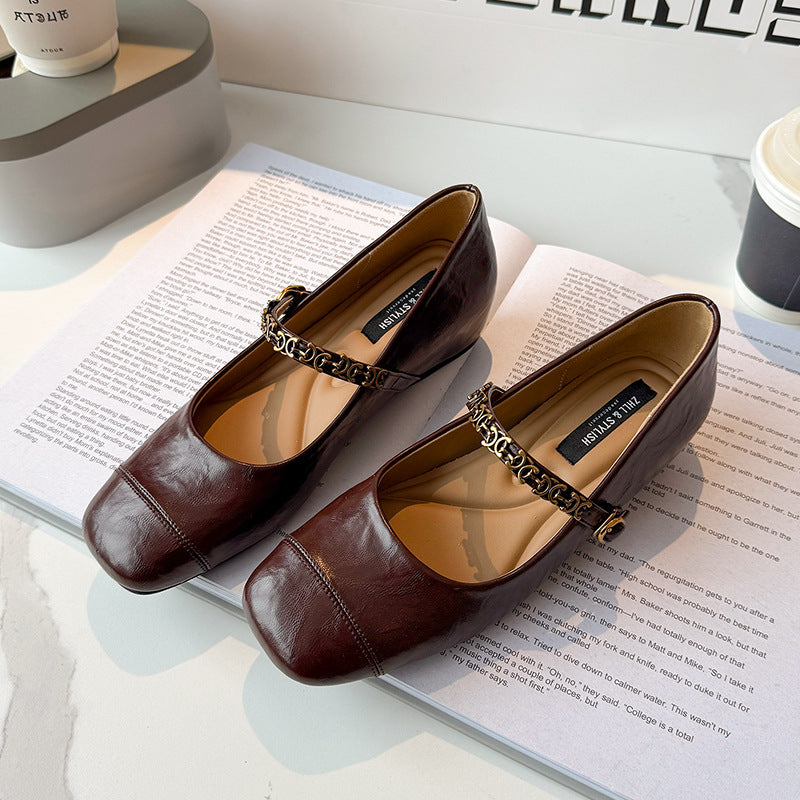 Women's Height Increasing Insole Retro Strap Small Women's Shoes