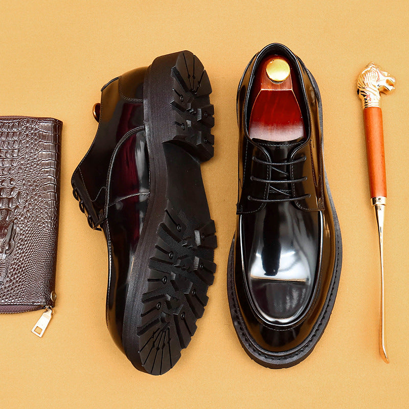 Men's Genuine Formal Wear British Derby Patent Leather Shoes