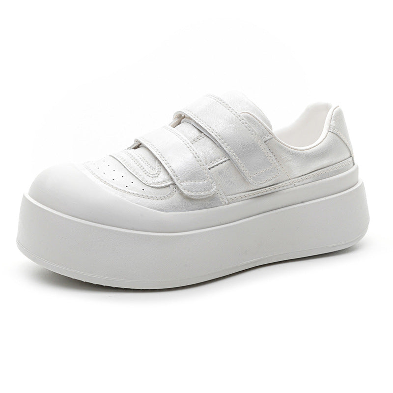 Women's Genuine Soft Bottom White Spring Thick Big Head Sports Sneakers