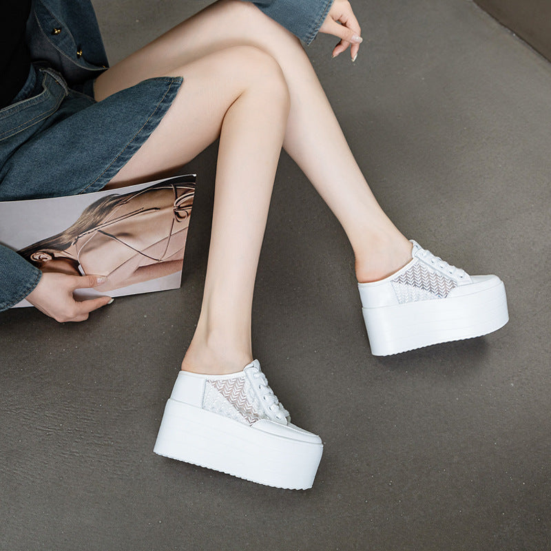 Women's Half Summer Mesh Breathable Solid Color Slippers