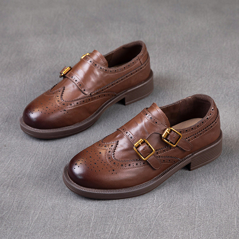 Women's First Layer Cowhide Flat Soft Bottom Loafers