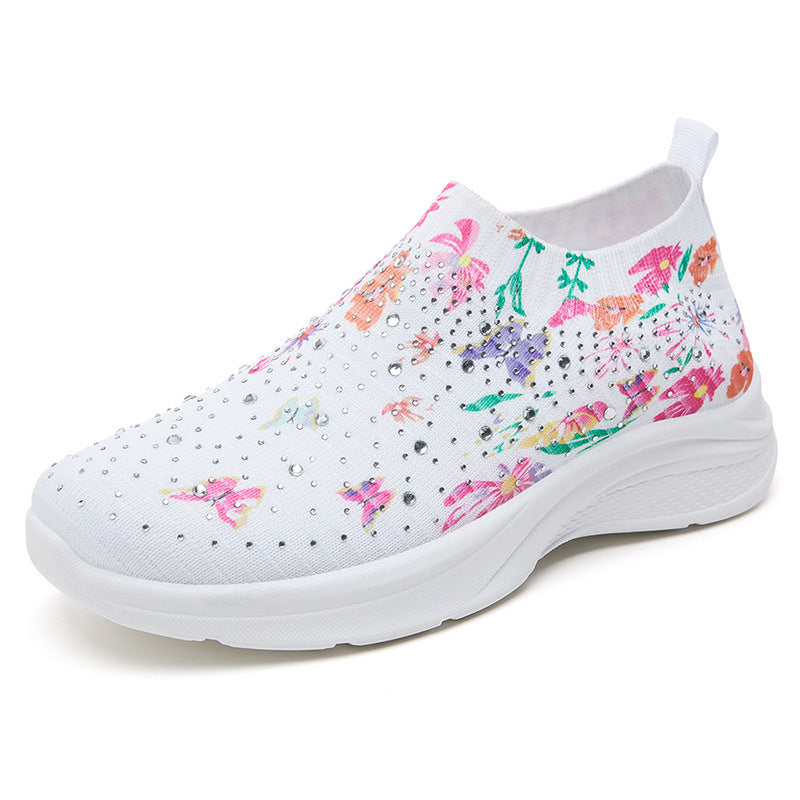 Women's Fashion Flying Woven Mom Color Matching Casual Shoes