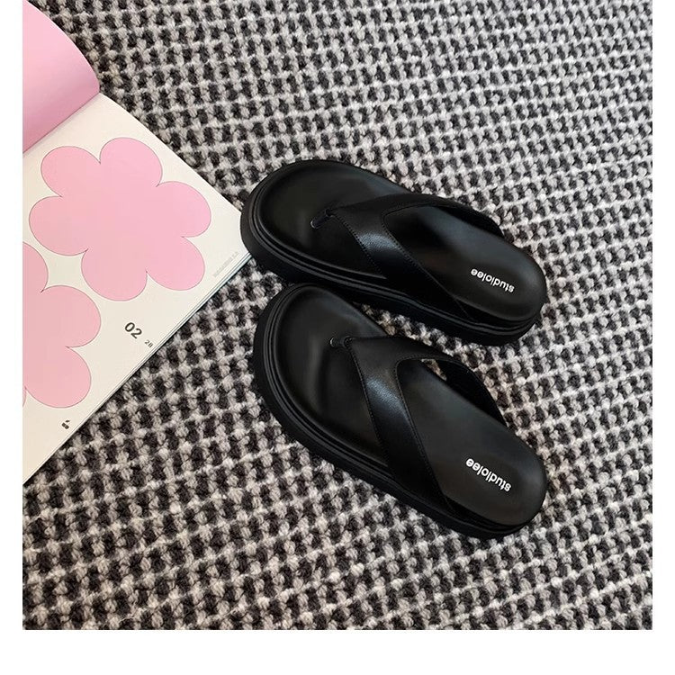 Women's Flip-flops Summer Wear Thick Bottom Round Slippers