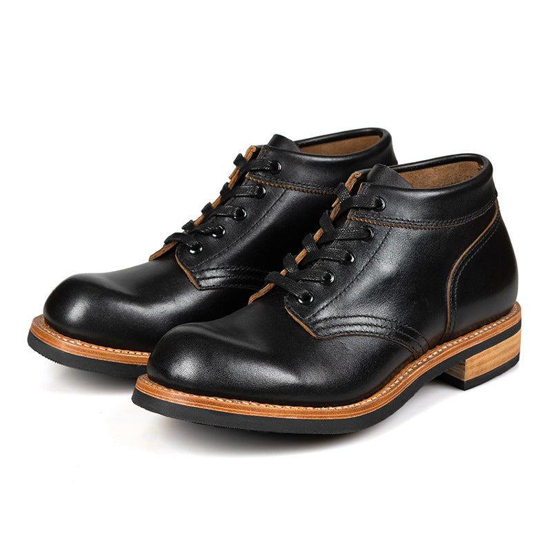 Men's Reengraved Style Short Genuine Booties Round Boots