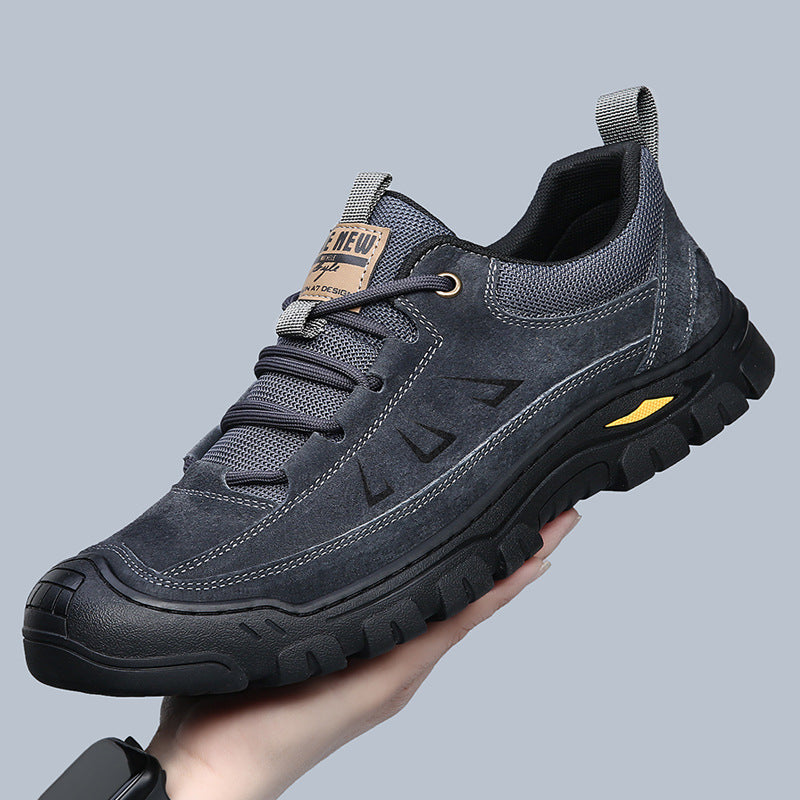 Men's Cowhide Outdoor Climbing Soft Bottom White Match Boots