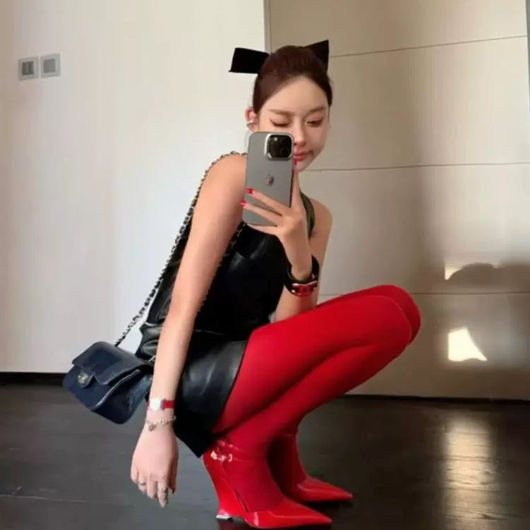 Women's Spring High Hollowed Wedge Patent Women's Shoes