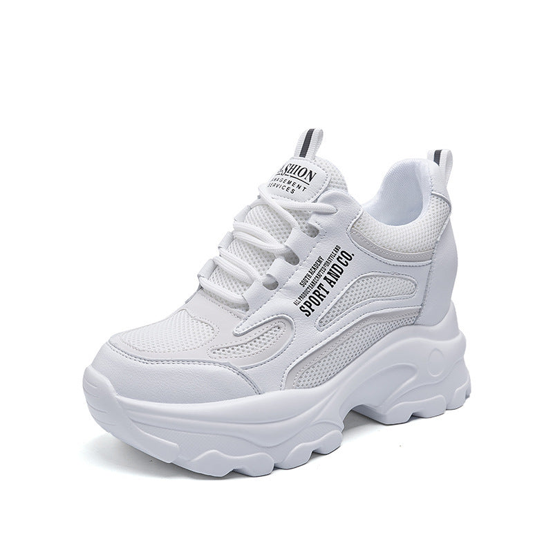 Women's White Summer Sports Breathable Mesh Dad Heels