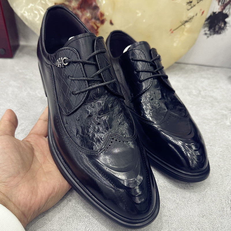 Men's Brogue British Wild Breathable Handmade Wedding Men's Business Leather Shoes