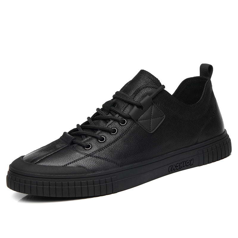 Men's Green Sports Cowhide Soft Bottom Korean Casual Shoes