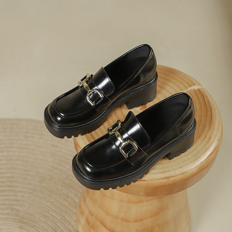 Metal Buckle British Style Slip-on Size Loafers
