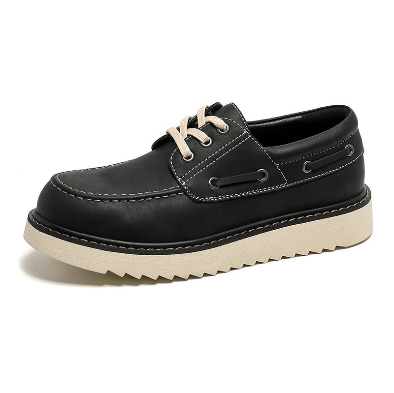 Men's Style Platform Height Increasing Martin Retro British Leather Shoes