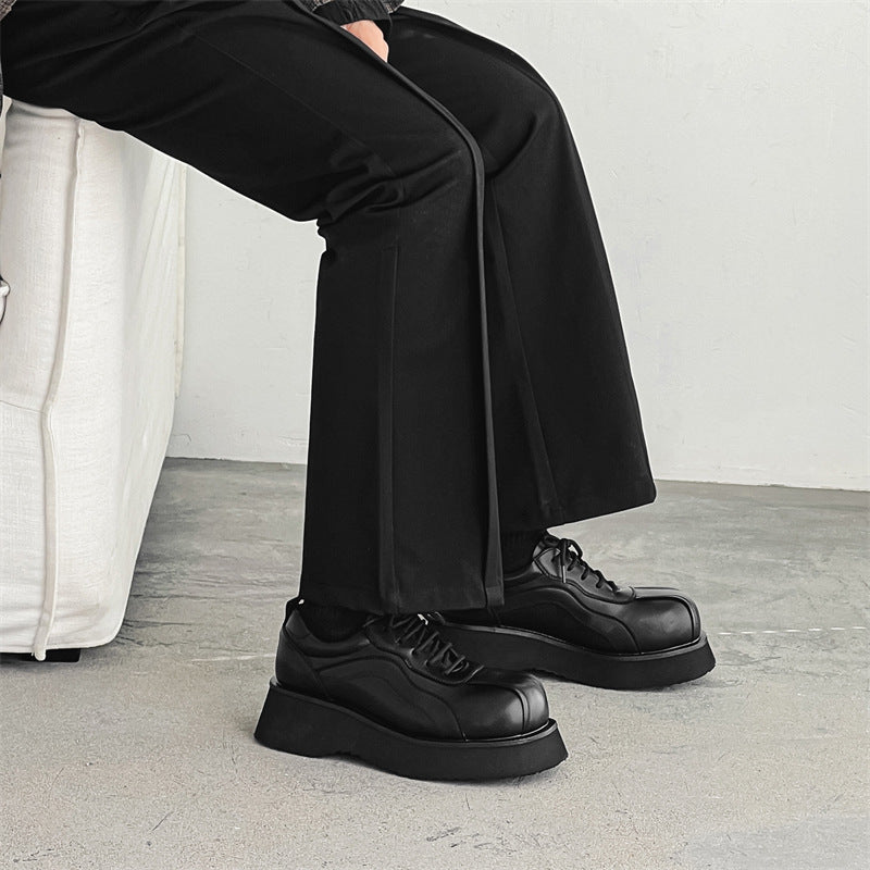 Men's Big Toe Derby Thick Sole Height Increasing Leather Shoes