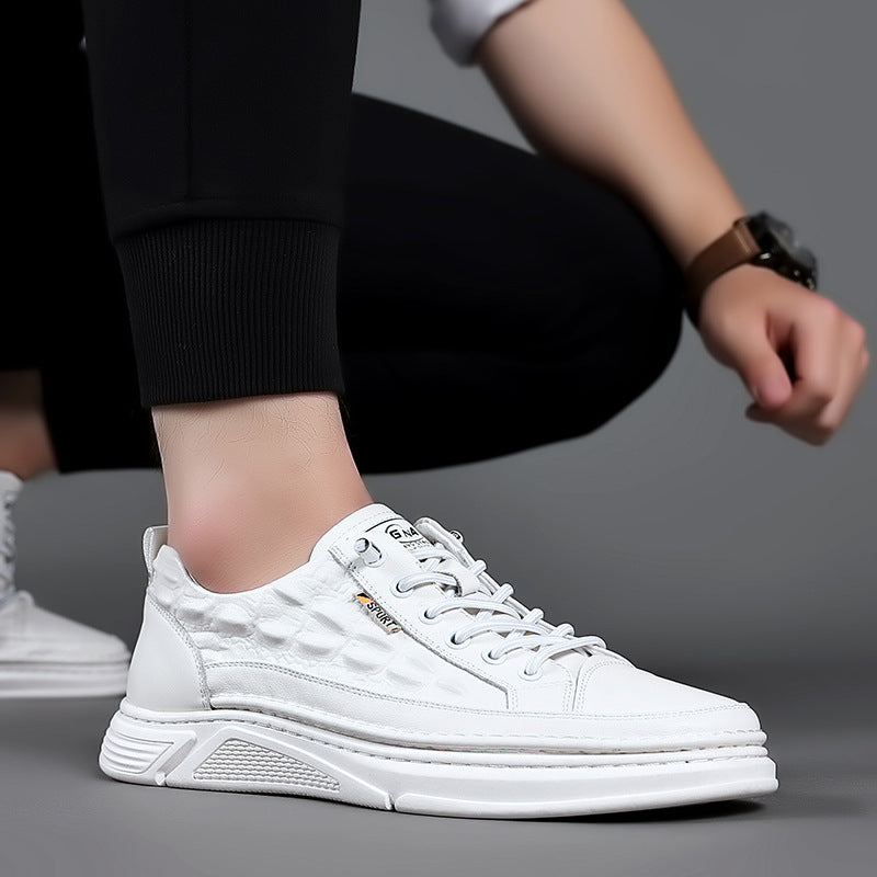 Men's Genuine White Low-cut Fashion Light Sports Casual Shoes