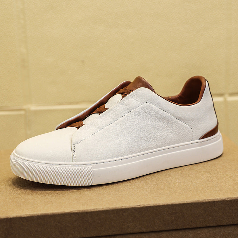 Men's Spring White Top Layer Green Trendy Men's Board Shoes