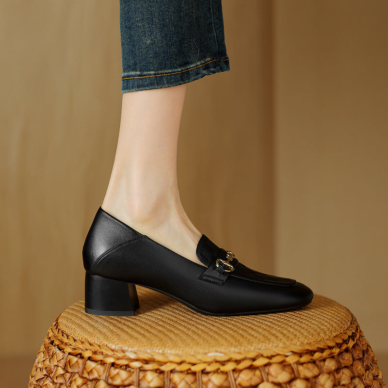 Inside Outside Chunky Authentic Square Toe Loafers