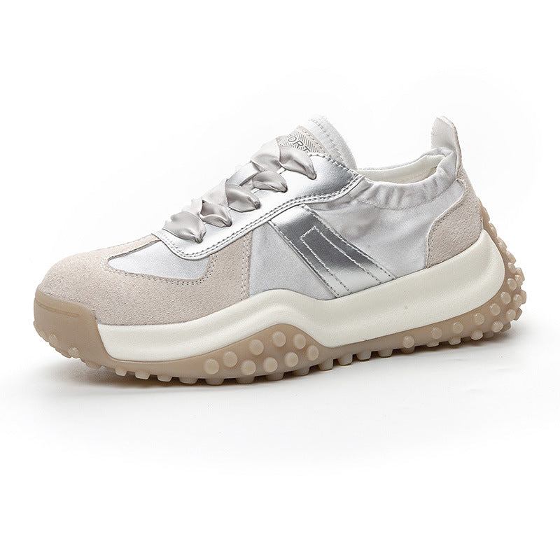 Women's Clunky Autumn Sports Leisure Satin Surface Sneakers