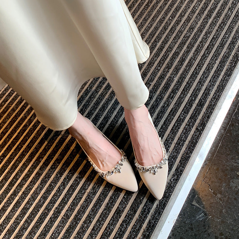 Women's Style Stiletto Low-cut Rhinestone High Plus Women's Shoes