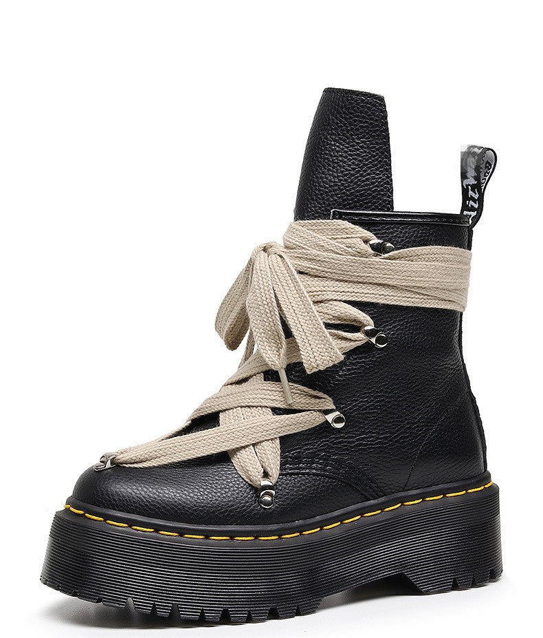Women's Personality Side Zipper Round Toe Six-pointed Boots