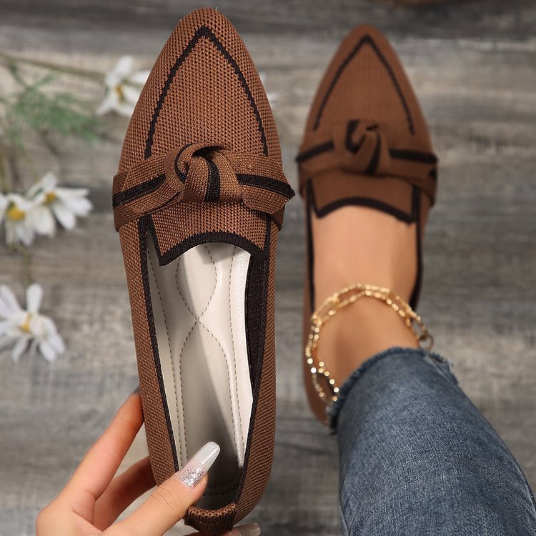 Women's Breathable Flat Slip-on Bow Shallow Mouth Casual Shoes