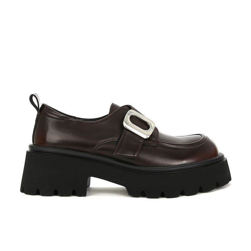 Women's Mom Pet Pink Round Toe Buckle Loafers